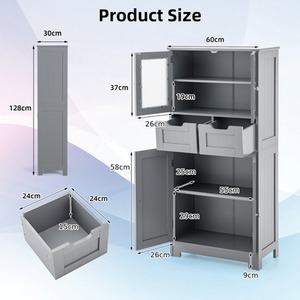 Bathroom Organizer Cabinet - Grey by Costway