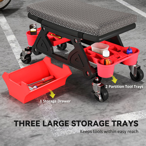 HOMCOM Capacity Rolling Mechanic Stool - Black by HOMCOM