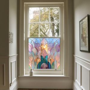 Lecco Art Deco Stained Glass Privacy Window Film by Creative Printing Solutions