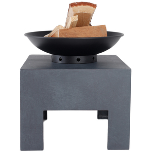 Fire Pit with Metal Fire Bowl and Square Concrete base - Black by Charles Bentley