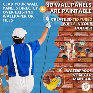 3D Wall Panels (96x48 cm) PVC Cladding Panel Reddish Brown Brick Effect by NOVECRAFTO