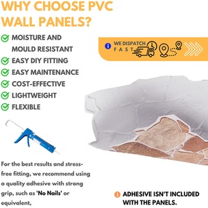 3D Wall Panels (96x48 cm) PVC Cladding Panel Wild Stone Effect by NOVECRAFTO