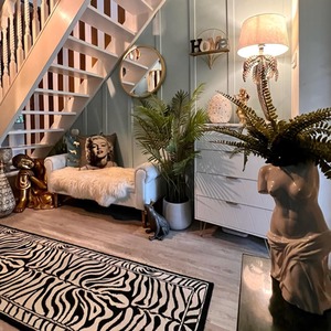 Black Cream Zebra Print Living Room Rug - Black / 240 x 60cm by The Rug House