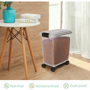 Dog Food Storage, Airtight with Wheels and Measuring Scoop - Grey by Nobleza