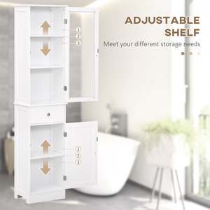 kleankin Restroom Tower with Multi-Tier Shelving - White by kleankin