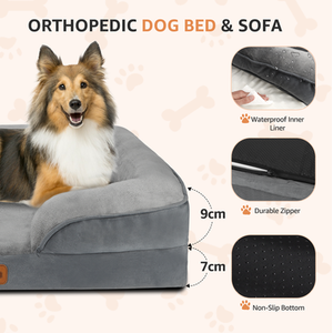 Orthopedic Dog Beds with Removable Washable Cover, Waterproof, Egg Crate Foam - Grey / M (L71*W58*H17cm) by Nobleza