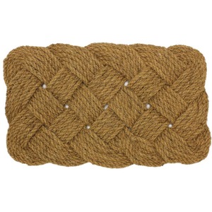 Natural Coir Hand Made Knotted Rope Doormat - Natural by JVL