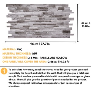 3D Wall Panels (96x48 cm) PVC Cladding Panel Stone Effect by NOVECRAFTO
