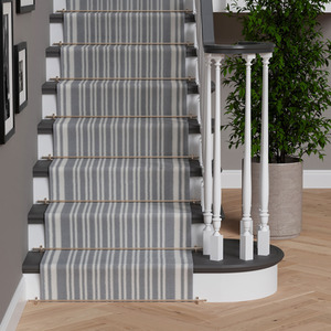Grey Striped Cut To Measure Stair Carpet Runner 60cm Wide by The Rug House