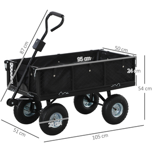 Outsunny Garden Cart with Quick-Release Sides, Removable Liner - Black by Outsunny