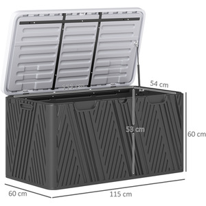 Outsunny 380L Waterproof Outdoor Storage Box with Lockable Lid and Handles - Black and Grey by Outsunny