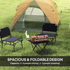 Outsunny 3-4 Person Camping Tent, 3-4 Man Tent - Orange by Outsunny