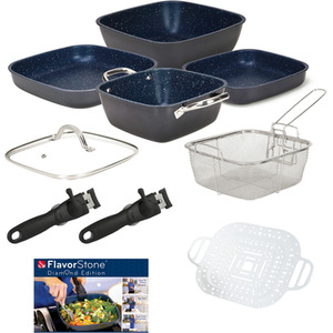 Flavorstone Diamond Frying Pan Set - Blue / 9 by Flavorstone