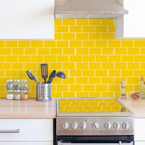 Glossy Subway Metro Classic Brick 3D Stick on Tile Sticker - Yellow by Walplus