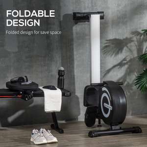 HOMCOM Fitness Adjustable Magnetic Rowing Machine - Black, Sliver by HOMCOM