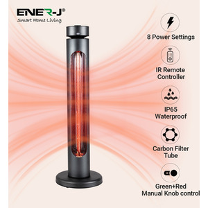 Portable Infrared Heater 8 Heat Settings, IP65 - Black by EnerJ Smart