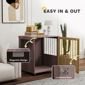 PawHut side Table with Bulit in Dog Crate - Purple / 60cm / 70cm by PawHut