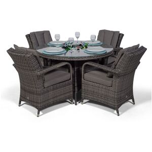 Arizona Round Rattan Patio Dining Set with Ice Bucket Drinks Cooler - Grey / 4 by Giardino