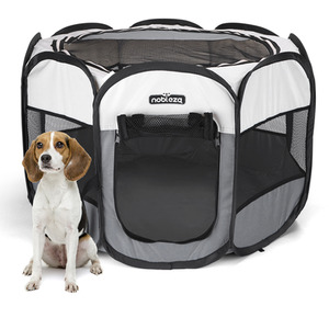 Pet Playpen Portable Foldable Indoor Outdoor Pet Fence - Grey & White / 92cm by Nobleza