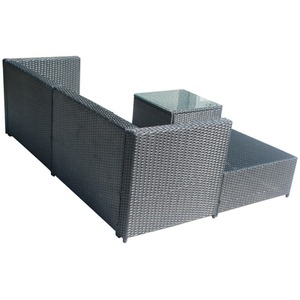 5Pcs Rattan Garden Furniture Set - Black by BIRCHTREE