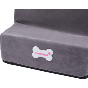 3-Step Convertible Pet Stairs with Removable Cover - Grey by Livingandhome