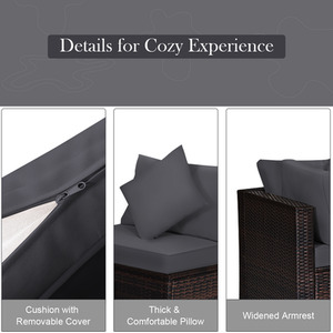 4Pcs Patio Conversation Set - Brown by Costway