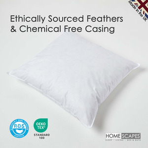 Homescapes Duck Feather Cushion Pad Insert - White / 90cm by Homescapes