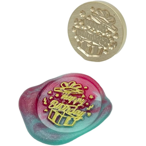 Happy Birthday Wax Stamp Head - Gold by Syntego