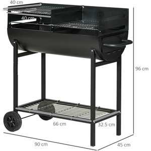Outsunny Trolley Charcoal BBQ Grill - Black by Outsunny