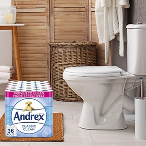 Andrex Toilet Rolls x36, x72 or x108 Classic Clean Fragrance-Free Toilet Paper - 2 Ply / 2 by Andrex