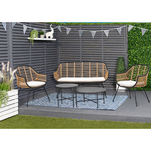 5 Piece Antigua Rattan Conversation Set - Black by Outdoor Essentials