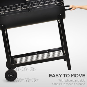 Outsunny Trolley Charcoal BBQ Grill - Black by Outsunny