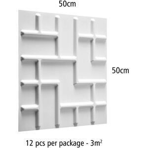 3D Wall Panels - White / Tetris Design by WALPLUS