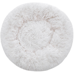 70cm Round Plush Pet Bed - White by Livingandhome