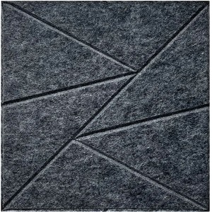 Set Of 12 Square Self Adhesive Acoustic Wall Panels Tiles - Dark Grey by Gr8 Home