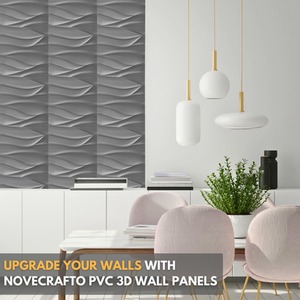 3D Wall Panels (50x50 cm) PVC Cladding Panel Wavy Wave Effect by NOVECRAFTO
