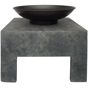Fire Pit with Metal Fire Bowl and Square Concrete base - Black by Charles Bentley
