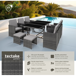 Malaga 641 Rattan Garden Furniture Set with Protective Cover by tectake
