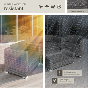 Rattan Garden Set Munich 4 Seats 1 Table - Grey by tectake