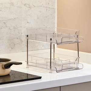 2-Tier Skincare Organizer for Makeup Cosmetic Perfume - Transparent by Livingandhome