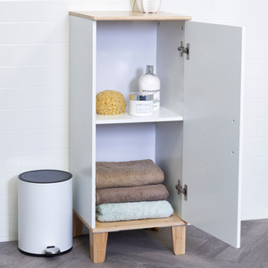 Amalfi Matt White and Bamboo Bathroom Floor Cabinet - White by Showerdrape