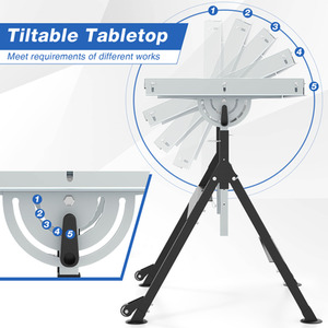 Folding Welding Table 180 Kg Load Tiltable Steel Workbench - Black by Costway