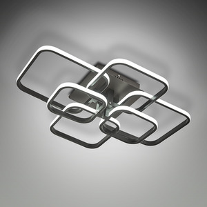 Square Black Frame Chandelier LED Ceiling Light - Black / 16cm / 102W by Livingandhome