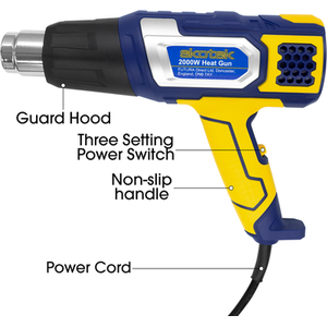 2000W Variable Temp Control Hot Air Gun - Yellow by Skotek