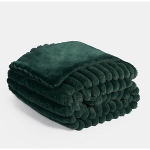 Faux Fur Thick Rib Throw - Green by OHS