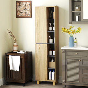HOMCOM Tall Bathroom Cabinet with 6 Open Compartments and 6 Shelves by HOMCOM