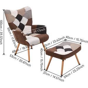 Upholstered Wingback Armchair with Footstool by Livingandhome