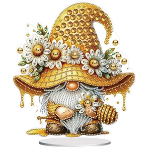 Honeycomb Gnome Diamond Painting Table Top Ornament - Gold by Syntego