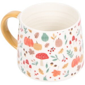 Autumn Design Print Ribbed Mug - White by The Fall Collection