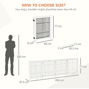 PawHut Wooden Foldable Small and Medium-Sized Pet Gate - White by PawHut